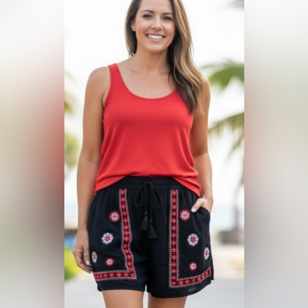 Divided black embroidery shorts size 10